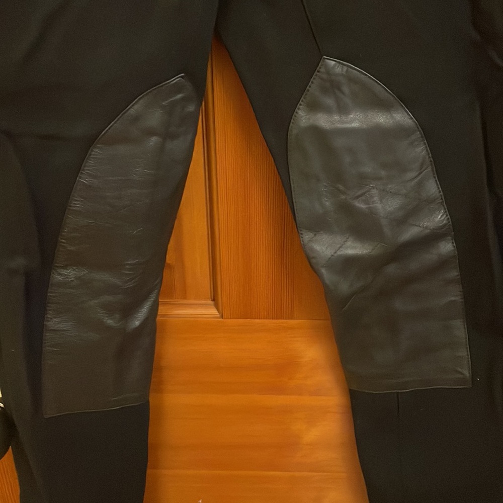 Ralph Lauren Black Riding Pants with Leather Details, Size Small - Picture 3 of 5